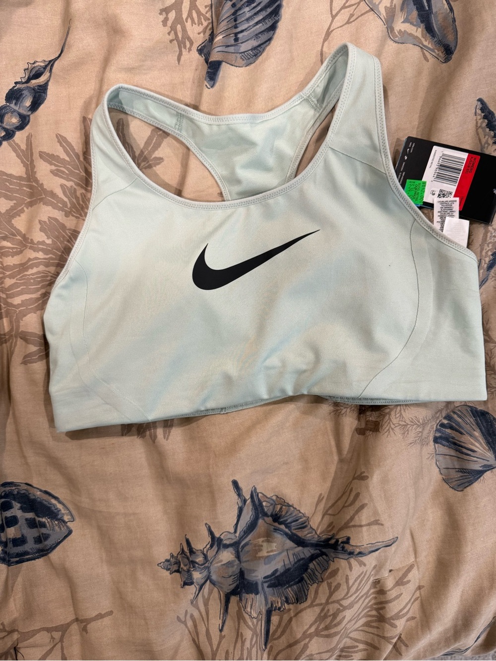 Nike Mint Green Racerback Sports Bra with Black Swoosh